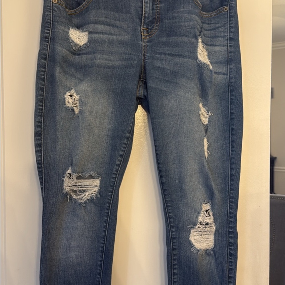 Torrid Blue Boyfriend Jeans with Distressed Details